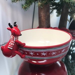 Reindeer holiday Christmas bowl Harry & David 2009 #reindeer